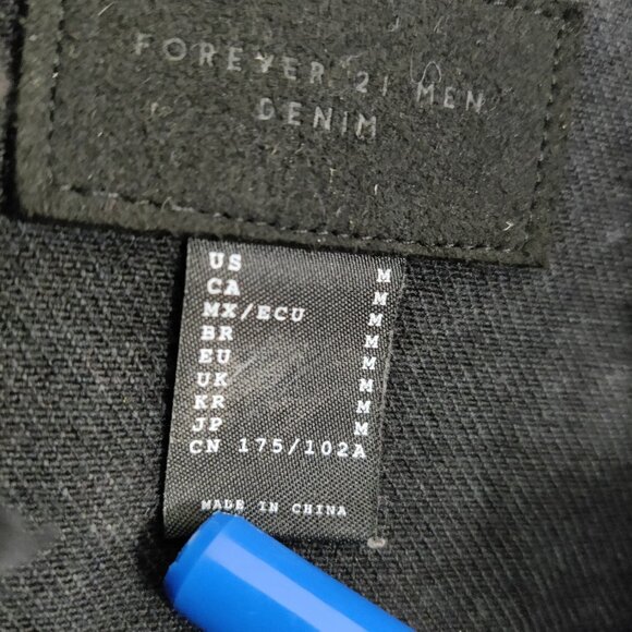 Forever 21 Men's Black Denim Jacket Size Medium Gorpcore 100% Cotton - Picture 7 of 12